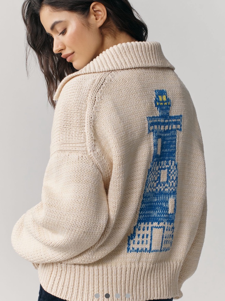 Anthropologie Chunky Knit Button Lighthouse Cardigan In Cream